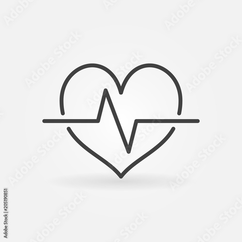 Cardiac cycle linear icon. Vector heartbeat concept symbol