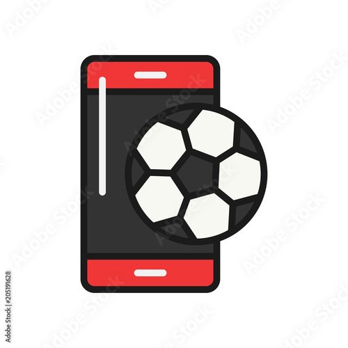 football mobile application icon. soccer smart phone live stream. simple illustration outline style sport symbol.