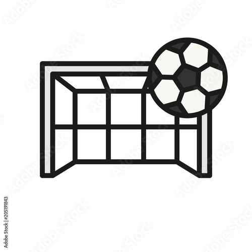 football goal kick icon. ball hit goalpost illustration. simple illustration outline style sport symbol.