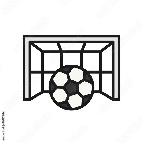 football goal icon. goalpost with ball illustration. simple outline style sport symbol.