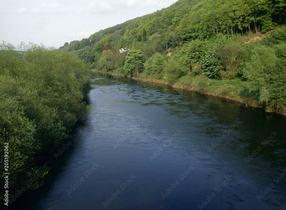 The tranquil River Wye near Goodrich, Herefordshire, UK