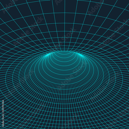 Wireframe torus with connected lines and dots . Mesh polygonal element. Vector Illustration EPS10.