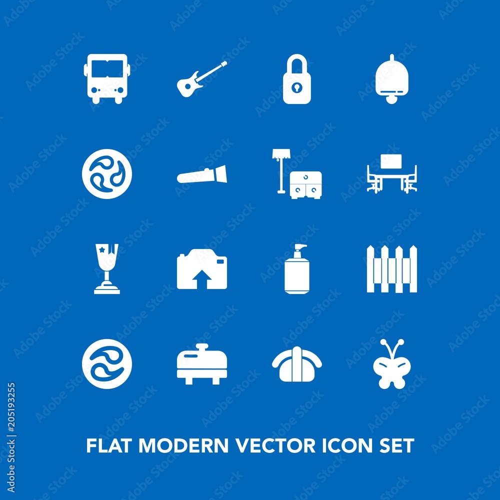 Modern, simple vector icon set on blue background with bell, sushi, fence, butterfly, heater, salmon, ring, beauty, soap, nature, boiler, security, white, achievement, liquid, transportation icons Modern, simple vector icon set on blue background with bell, sushi, fence, butterfly, heater, salmon, ring, beauty, soap, nature, boiler, security, white, achievement, liquid, transportation icons
