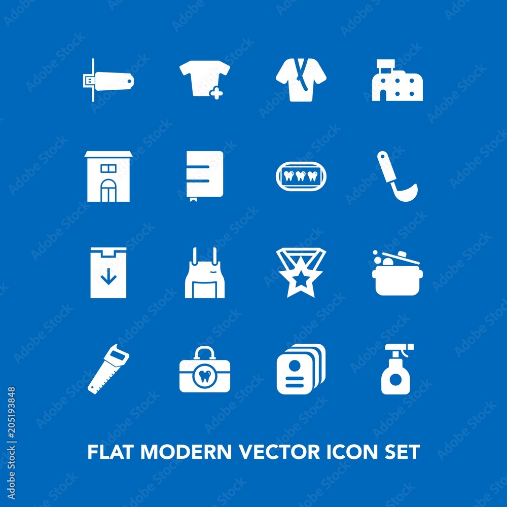 Modern, simple vector icon set on blue background with pesticide, shirt, real, clean, city, paper, cook, hygiene, care, apron, equipment, business, sign, food, saw, download, book, fashion, web icons Modern, simple vector icon set on blue background with pesticide, shirt, real, clean, city, paper, cook, hygiene, care, apron, equipment, business, sign, food, saw, download, book, fashion, web icons