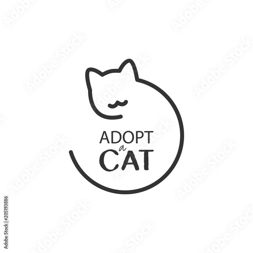 Adopt a cat logo. Cat head silhouette. Vector