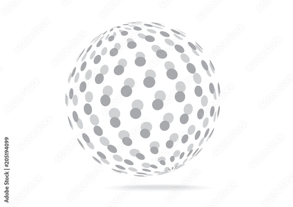 3D vector flat design ball isolated on white background. Polka dots ball with shadow. 3D vector flat design ball isolated on white background. Polka dots ball with shadow.