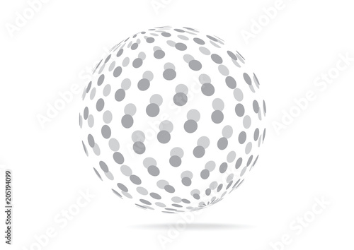 3D vector flat design ball isolated on white background. Polka dots ball with shadow.