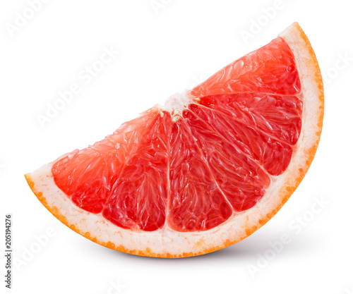 Grapefruit slice isolated on white. Clipping path.