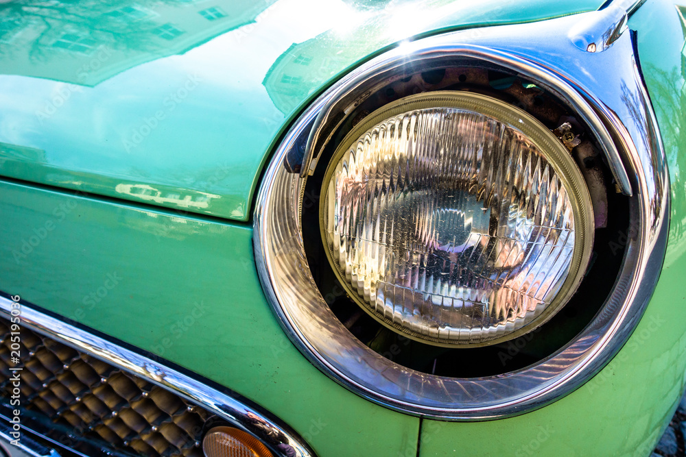 headlight of an oldtimer - vintage car