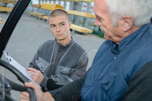 asking the forklift operator