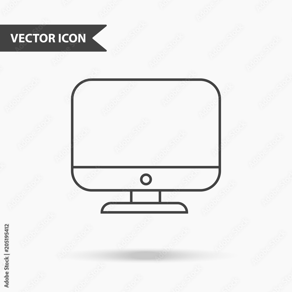 Modern and simple vector illustration of the computer monitor icon. Flat image with thin lines for application, presentation, website, business presentation, infographics on an isolated background Modern and simple vector illustration of the computer monitor icon. Flat image with thin lines for application, presentation, website, business presentation, infographics on an isolated background