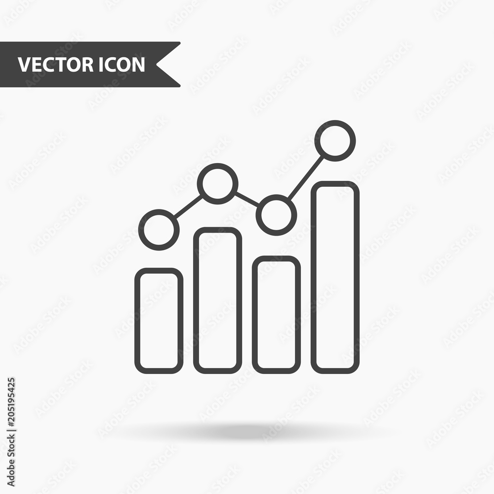 Modern and simple vector illustration of a graph icon with dots. Flat image with thin lines for application, presentation, website, business presentation, infographics on white isolated background Modern and simple vector illustration of a graph icon with dots. Flat image with thin lines for application, presentation, website, business presentation, infographics on white isolated background