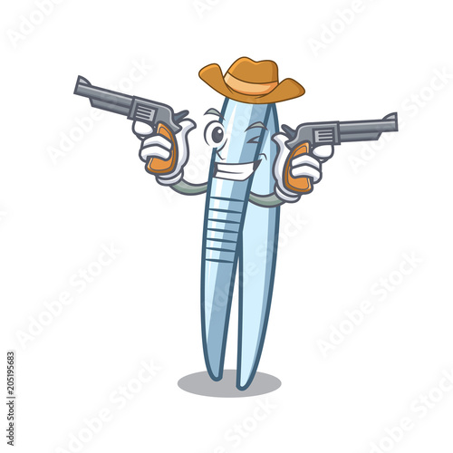 Cowboy tweezers character cartoon style