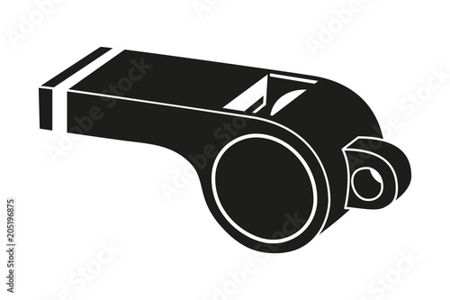 Black and white referee whistle silhouette.