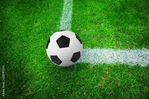 Soccer ball on marking line