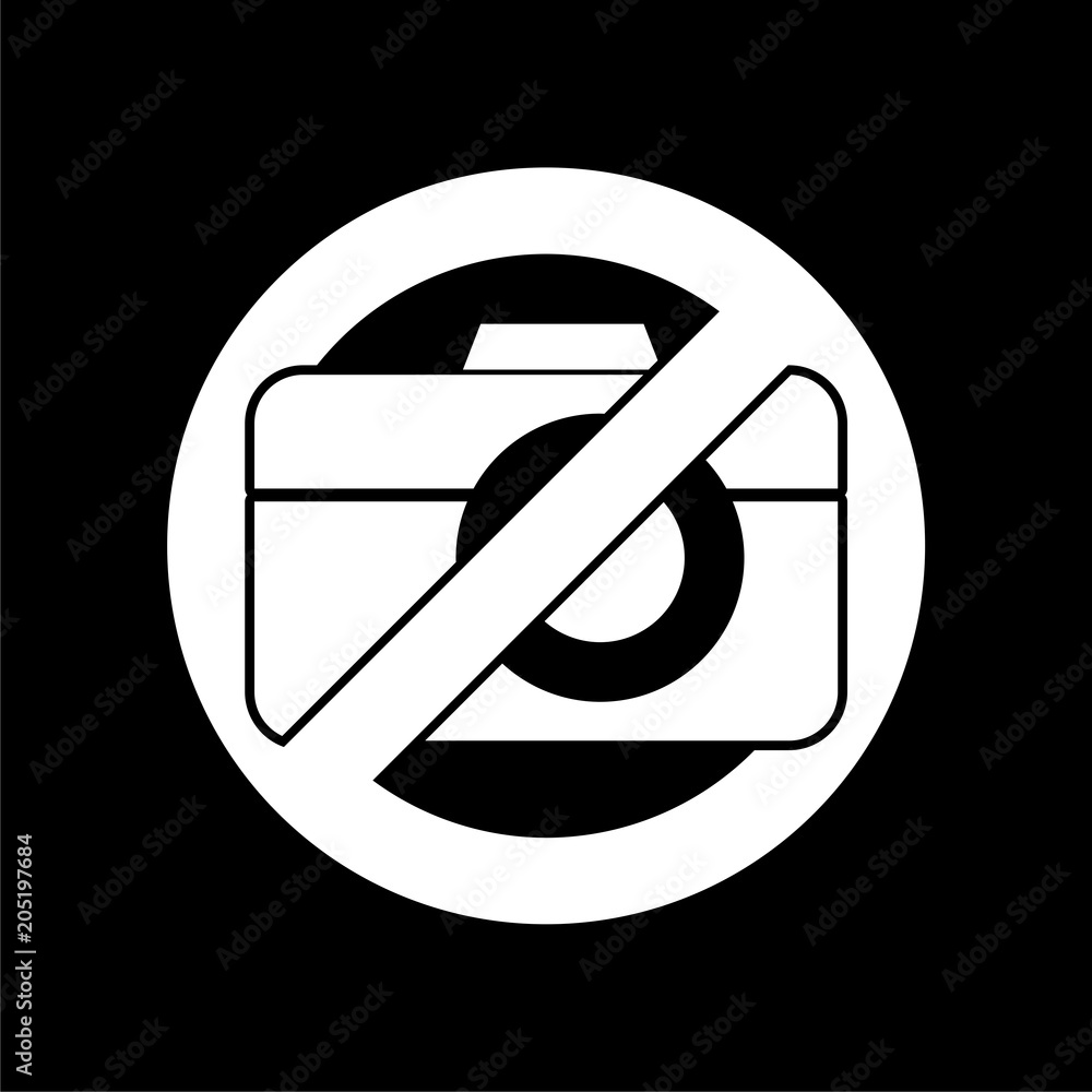 No photo camera icon, No cameras allowed on dark background No photo camera icon, No cameras allowed on dark background