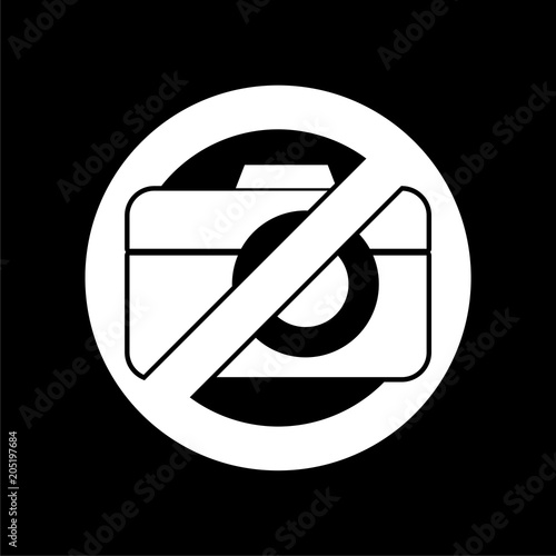 No photo camera icon, No cameras allowed on dark background