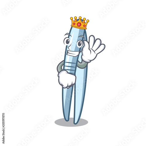 King tweezers mascot cartoon style