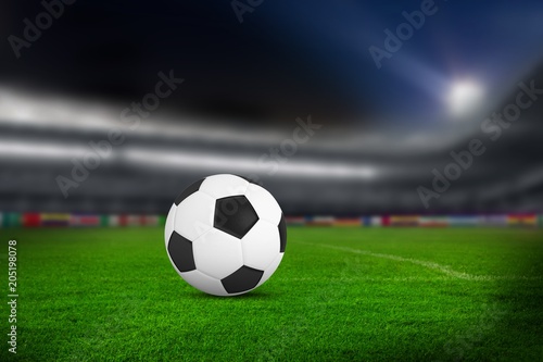 Close-up of soccer ball in soccer stadium © vectorfusionart