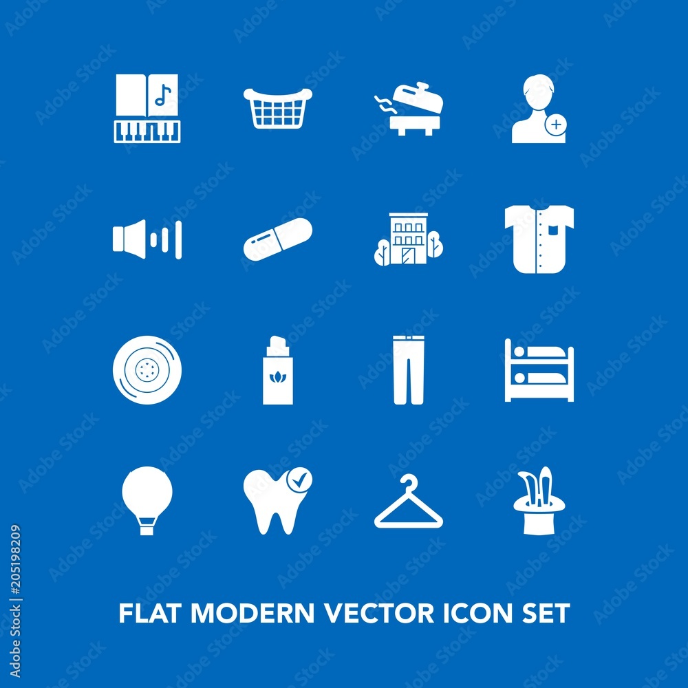 Modern, simple vector icon set on blue background with trousers, dentist, musical, car, clothing, cloakroom, note, clothes, water, sky, automobile, bottle, health, wheel, fashion, home, magic icons Modern, simple vector icon set on blue background with trousers, dentist, musical, car, clothing, cloakroom, note, clothes, water, sky, automobile, bottle, health, wheel, fashion, home, magic icons