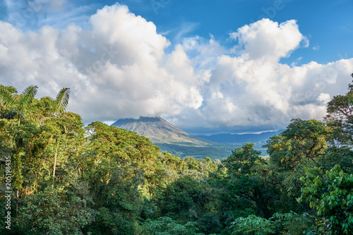 Tropical forests with volcano at Arenal national Park in Costa Rica