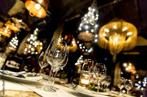 luxury elegant table setting dinner in a restaurant © fotosr52