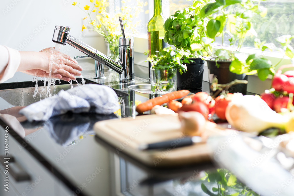 Fototapeta premium Home cooking vegetables in a modern kitchen