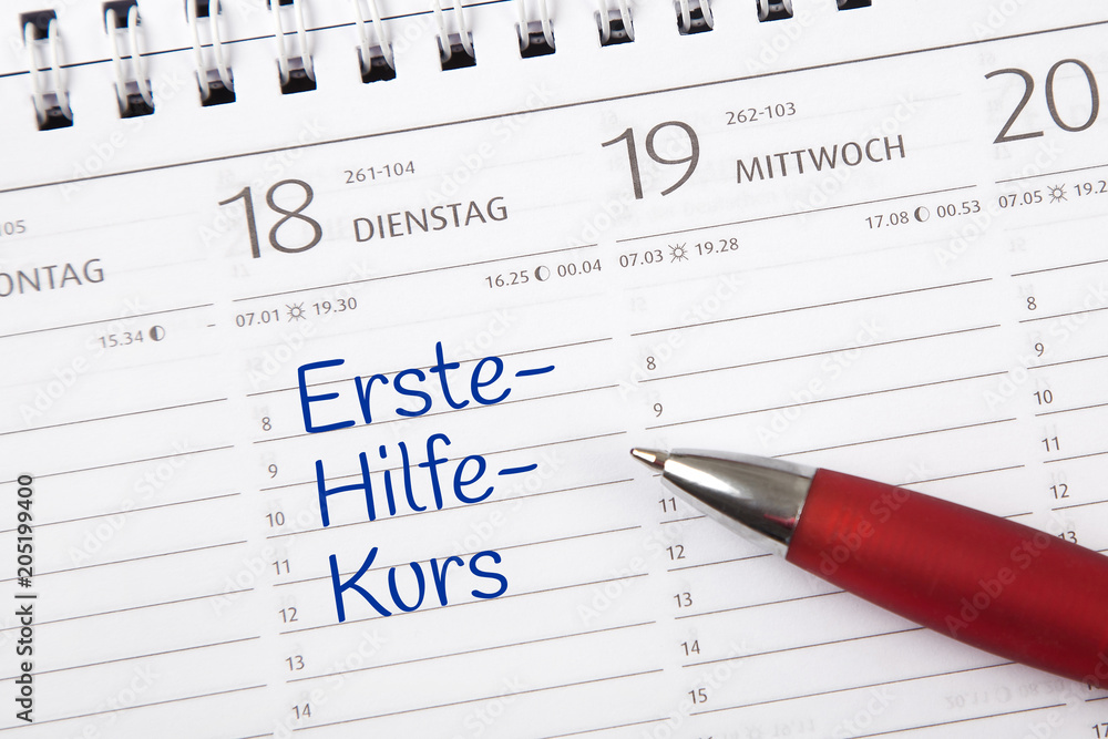 Eintrag im Kalender: Erste-Hilfe-Kurs Eintrag im Kalender: Erste-Hilfe-Kurs