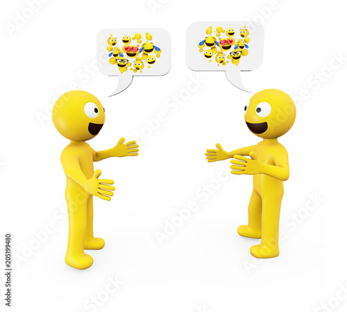 two yellow characters talking