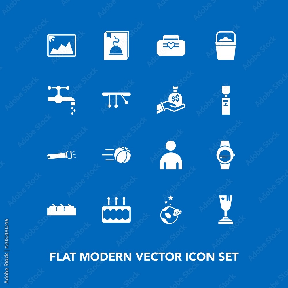 Modern, simple vector icon set on blue background with space, astronaut, exploration, science, apple, fruit, image, soccer, time, watch, food, spaceship, photo, lamp, flashlight, sport, football icons Modern, simple vector icon set on blue background with space, astronaut, exploration, science, apple, fruit, image, soccer, time, watch, food, spaceship, photo, lamp, flashlight, sport, football icons