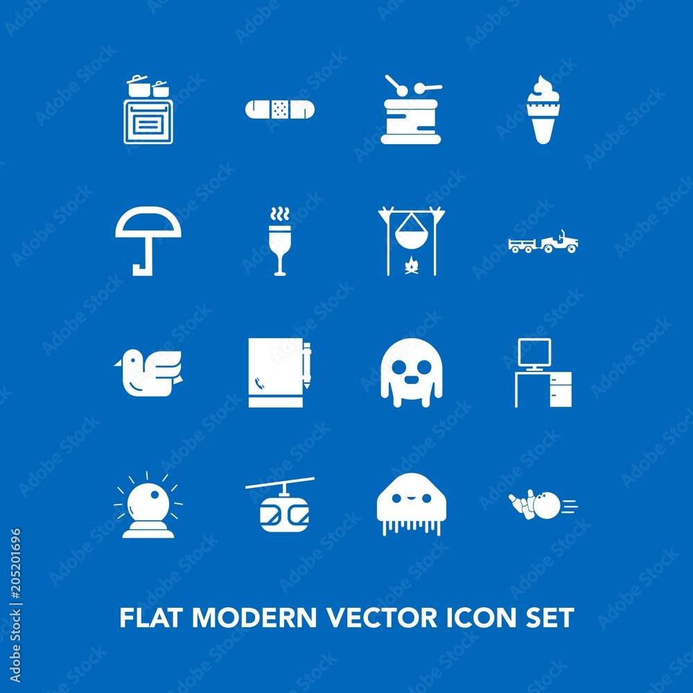 Modern, simple vector icon set on blue background with dessert, train, monster, ice, magic, sweet, medical, animal, alien, work, blue, weather, music, transportation, office, bird, kitchen, rail icons Modern, simple vector icon set on blue background with dessert, train, monster, ice, magic, sweet, medical, animal, alien, work, blue, weather, music, transportation, office, bird, kitchen, rail icons