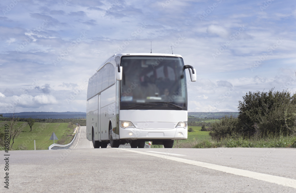 White Bus On The Road White Bus On The Road