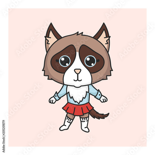 Kawaii cat in dress