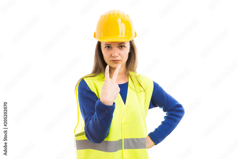 Look into my eyes concept with young female engineer. Look into my eyes concept with young female engineer.