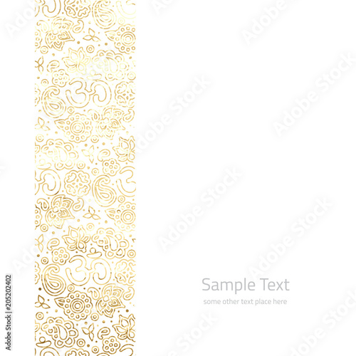 Golden foil OM mandalas pattern on white