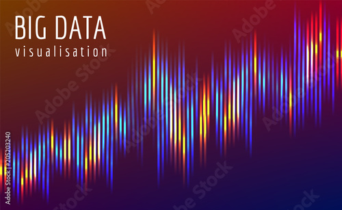 Abstract vector finance  big data graph visualization. Stock index infographics. Visual information complexity. Intricate data threads chart. Business analytics. Artifficial inteligence.