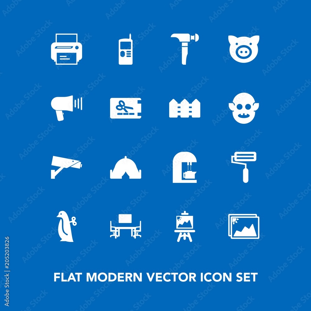 Modern, simple vector icon set on blue background with photo, safety, machine, children, business, phone, desk, roller, office, technology, art, travel, image, espresso, baby, telephone, work icons Modern, simple vector icon set on blue background with photo, safety, machine, children, business, phone, desk, roller, office, technology, art, travel, image, espresso, baby, telephone, work icons