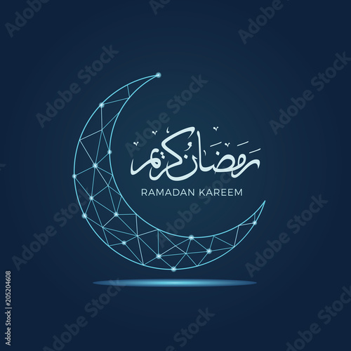 Ramadan kareem islamic design with geometric art line crescent moon
