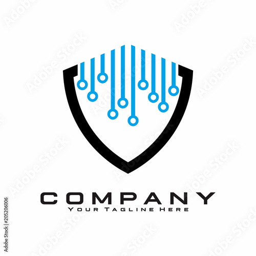 Shield Tech Logo Vector Element Symbol Template