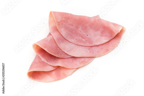 Sausage slices isolated on the white background.