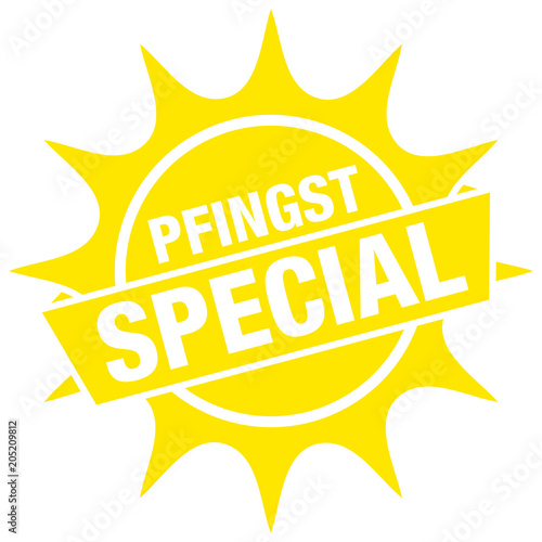 Sonnen-Button Banner "Pfingstspecial" gelb flat