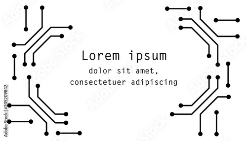 Printed circuit board black and white computer technology poster template, vector