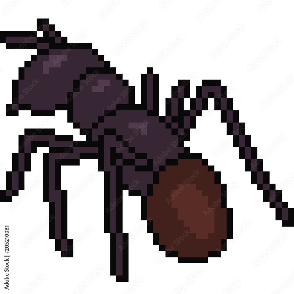 vector pixel art ant