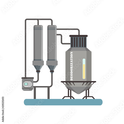 Deodorization, equipment for sunflower oil production vector Illustration on a white background photo