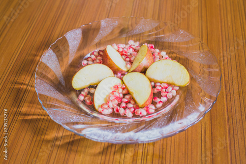 Fresh Apple Slices and Pomegranate Seeds