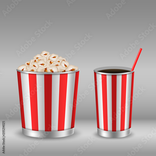 Pop corn and soda. vector illustration