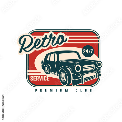 Retro service  premium club 24 7  vintage automotive repair label