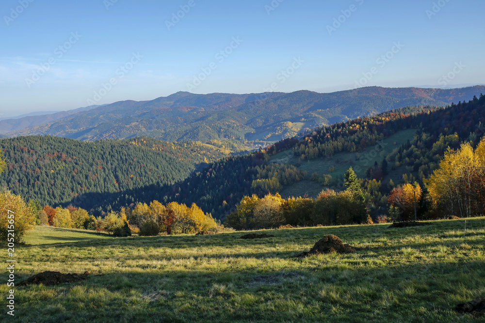 Beautiful autumn landscape of Gorce Mountains, Poland