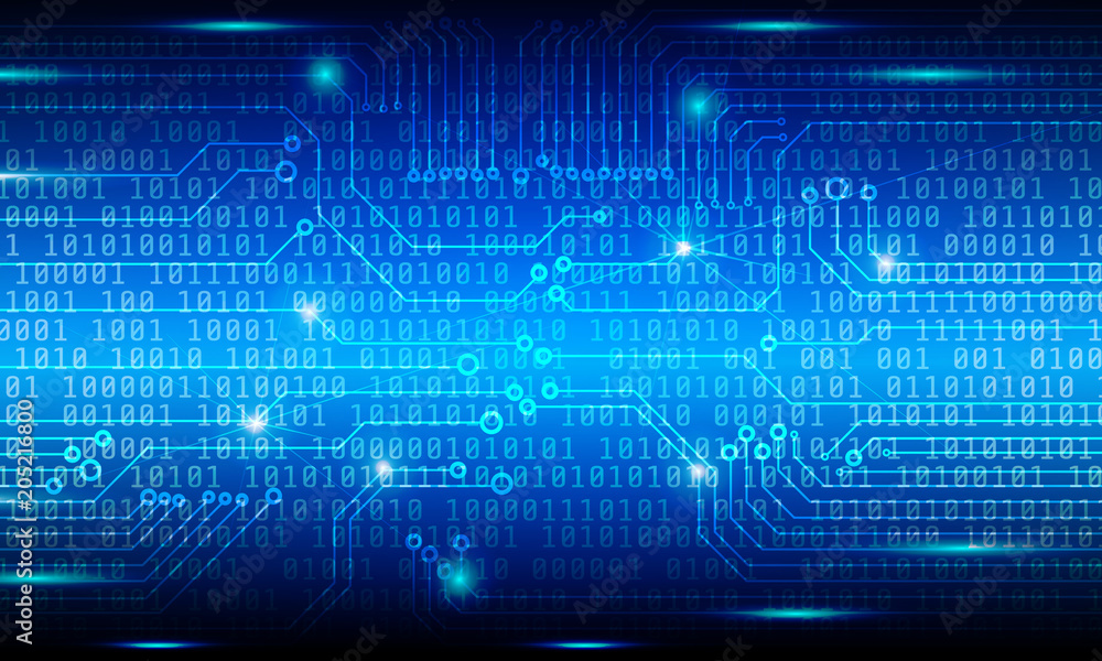 Security Hi Tech Blue Binary Digital Number Idea Concept On Circuit Board Vector Background. Security Hi Tech Blue Binary Digital Number Idea Concept On Circuit Board Vector Background.