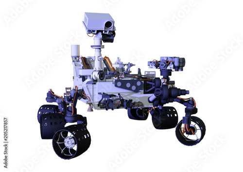 3D Rendering Mars Rover on White © photosvac